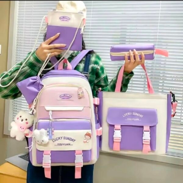 High Quality 5-Piece Bunny Bags Set For Girls - School, College, University & Travel Backpack