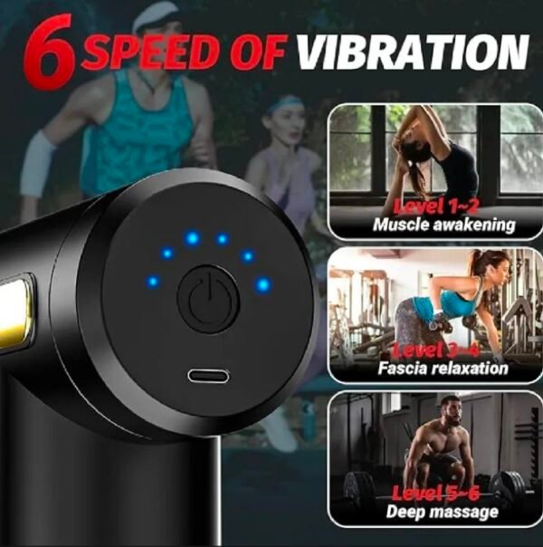 7d580fd5-cad7-4a1b-9486-aef691a5ec90 Professional Deep Tissue Massage Gun with 6 Speed Levels & Interchangeable Heads