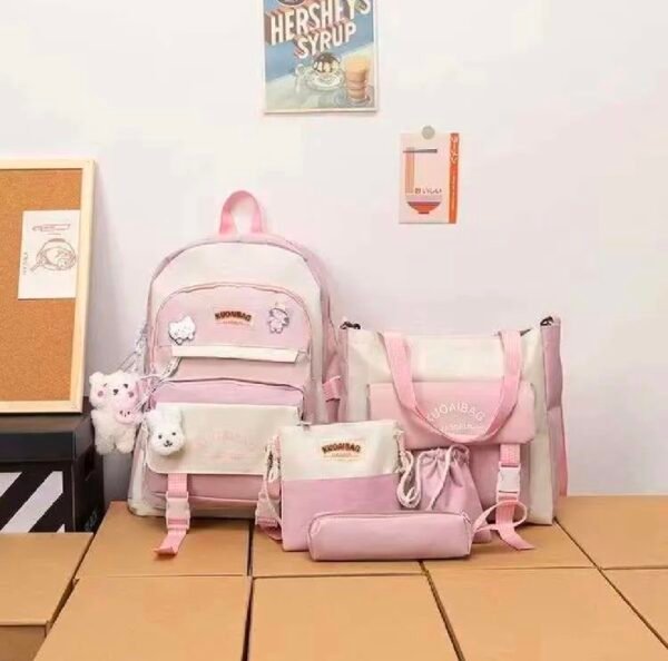 High Quality 5-Piece Bunny Bags Set For Girls - School, College, University & Travel Backpack