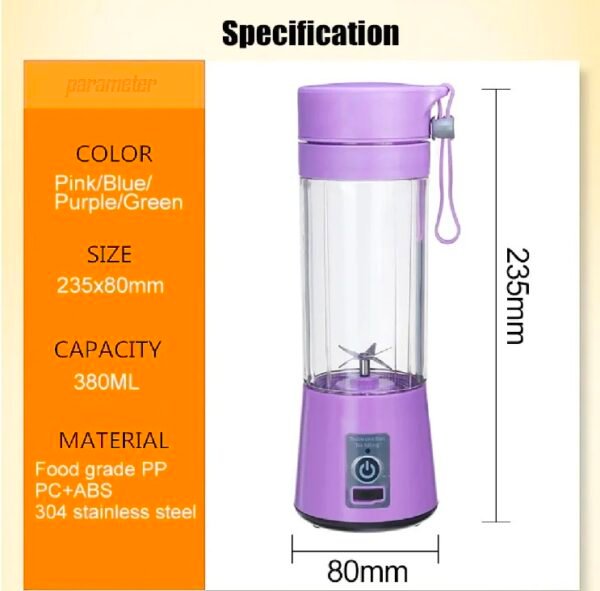 d66a1f0a-cc34-4267-864b-d6fcf9d8b1ad USB Rechargeable Portable Juicer Blender - 380ML Mini Smoothie Maker